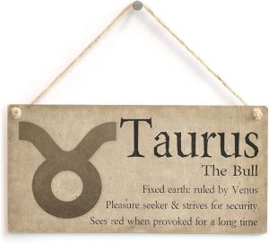 Meijiafei Taurus The Bull - Beautiful Spiritual Gift Astrology Sign of the Zodiac Plaque 10" X 5" - Taurus Products for men