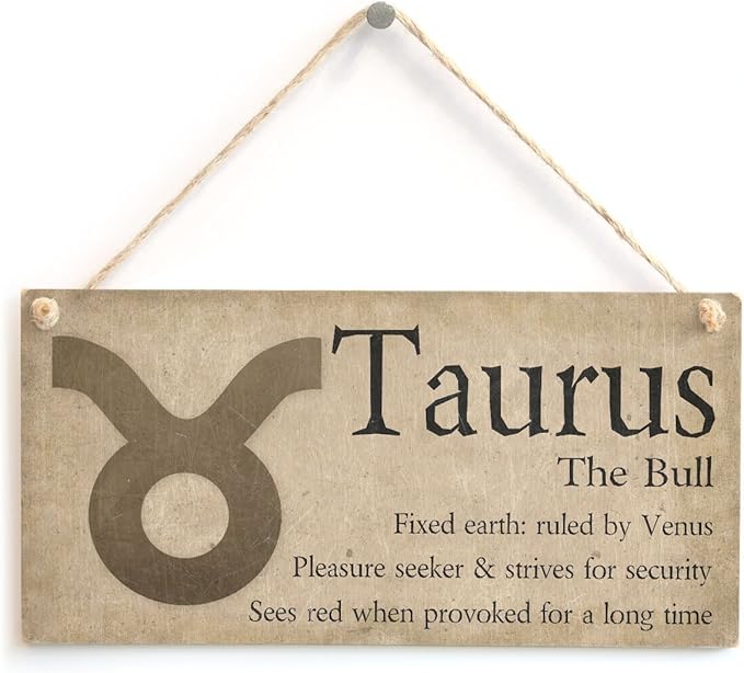 Meijiafei Taurus The Bull - Beautiful Spiritual Gift Astrology Sign of the Zodiac Plaque 10" X 5" - Taurus Products for men