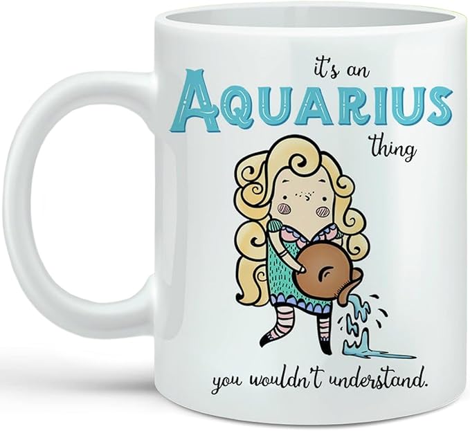 Aquarius Zodiac Water Bearer Sign Coffee Cup February March Birthday Gift Microwave Dishwasher Safe Ceramic - Aquarius Mug for men