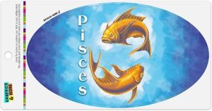 Pisces The Fish Zodiac Horoscope Automotive Car Refrigerator Locker Vinyl Euro Oval Magnet - Pisces Car Accessories for men