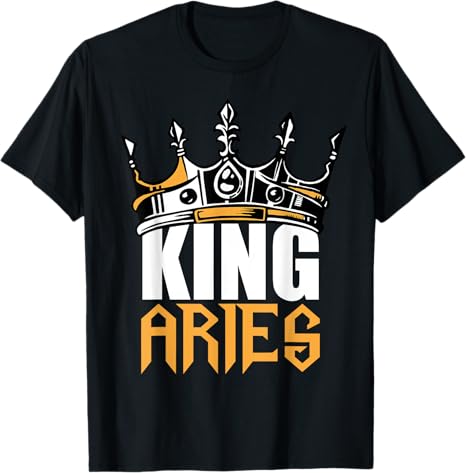Aries Birthday Gifts - King Aries Zodiac T-Shirt T-Shirt - Aries Earrings for men