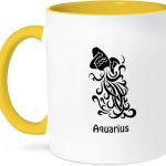 3dRose Aquarius Sign 15oz Two-Tone Yellow Mug - Aquarius Mug for men
