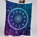 BlessLiving Zodiac Sign Blanket Lotus Mandala Fleece Throw Blanket Astrology Purple Galaxy Reversible Sherpa Blanket (Twin, 60 x 80 Inches) - Gemini Blanket for men