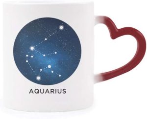Aquarius Constellation Zodiac Sign Morphing Mug Heat Sensitive Red Heart Cup - Aquarius Mug for men