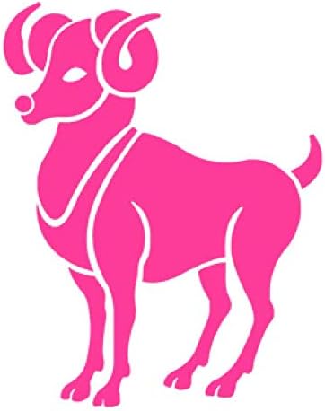 Aries Zodiac Sign Vinyl Sticker Decals (Pack of 2) for Car Bumper Window Laptop Tablet Phone (10" x 7.8", HOT Pink) - Aries Sticker for men