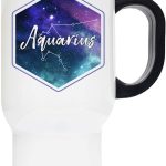 Gorgeous Zodiac Horoscope Sign Mug (Aquarius, White Stainless Travel) - Aquarius Mug for men