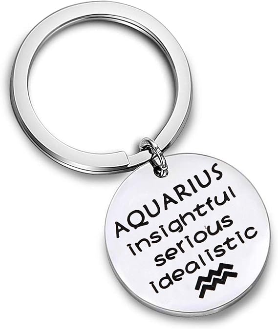 Zodiac Key Chain Zodiac Constellation Sign Symbol Keychain Birthday Gift for Women Girls (Aquarius) - Aries Keychain for men