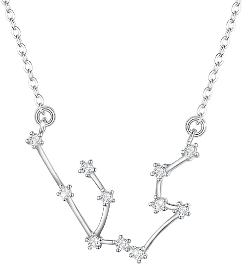925 Sterling Silver Necklace Gifts for Mom Women Constellation Zodiac 12 Horoscope Astrology CZ Pendant Mothers Day/Valentines Day/Birthday/Christmas/Anniversary - Aries Necklace for men