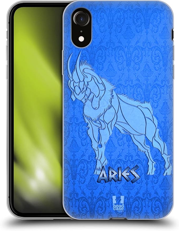 Head Case Designs Aries Zodiac Signs Soft Gel Case [Military Grade Protection] Compatible with Apple iPhone XR - Aries Phone Case for men