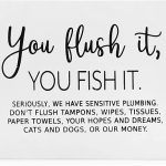 Decorae Sensitive Septic System Wooden Sign, Plumbing Warning "You Flush It, You Fish It" Bathroom Toilet Paper Only Sign 10 x 8 Inch - Pisces for men