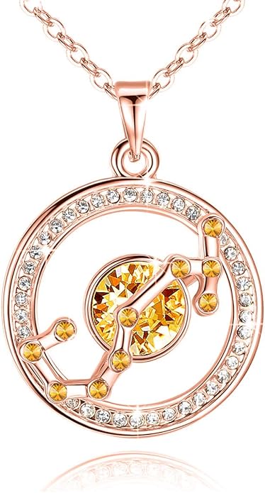 Leafael "Superstar Zodiac Constellation Pendant Necklace Made with Premium Crystal Horoscope Jewelry, Gold or Rose Gold Plated, 18"+ 2" - Scorpio Products for men