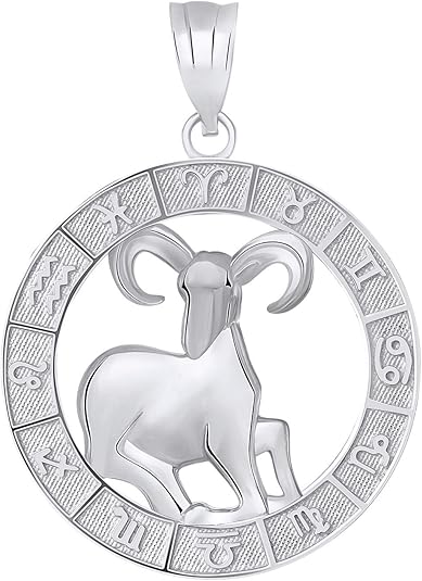 Sterling Silver Zodiac Pendant - Aries Necklace for men