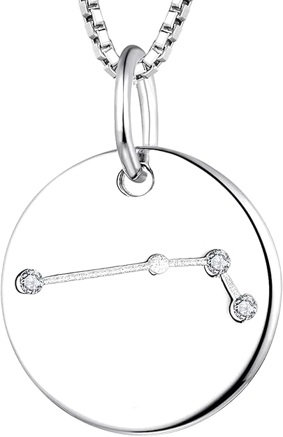 Women's Constellation Necklace Sterling Silver Zodiac Jewelry Astrology Coin Horoscope Pendant - Aries Necklace for men