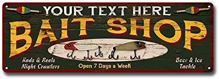 Personalized Bait Shop Sign Custom Name Rustic Decor Vintage Fishing Signs Home Fish Decoration Man Cave Tin Wall Art Fish Dads Boating Fathers Plaque Gift 6 x 18 High Gloss Metal 206180024001 - Pisces Home Decor for men