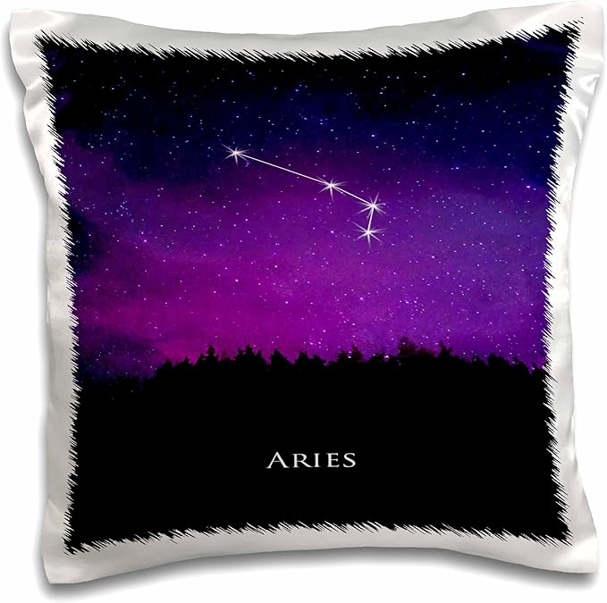 3dRose 16x16 inch Pillow Case - Aries Constellation Night Sky Astrology Symbol Zodiac Horoscope Sign TDSwhite – Zodiac - Aries Pillow for men