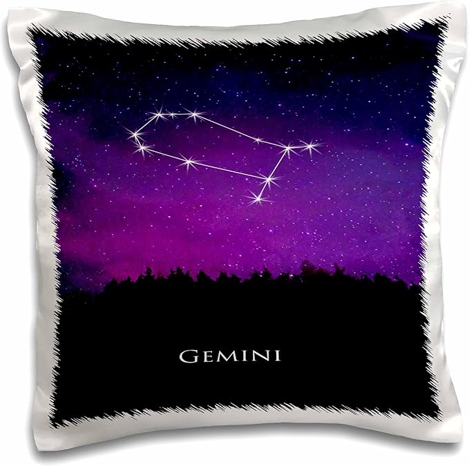 3dRose Gemini Constellation Night Sky Astrology Symbol Zodiac Horoscope Sign 16x16 inch Pillow Case - Gemini Blanket for men