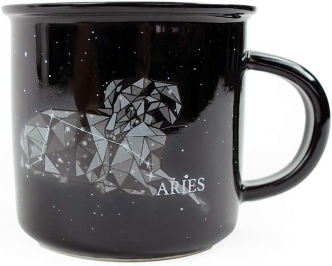 ARIES Ceramic Mugs - 13.5 oz Coffee & Tea Mug, Astrology Horoscope Cups with Personality Traits Revealed Inside, March & April Birthday Constellation and Zodiac Sign Drinkware - Aries Mug for men