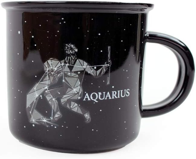 AQUARIUS Ceramic Mugs - 13.5 oz Coffee & Tea Mug, Astrology Horoscope Cups with Personality Traits Revealed Inside, January & February Birthday Constellation and Zodiac Sign Drinkware - Aquarius Mug for men
