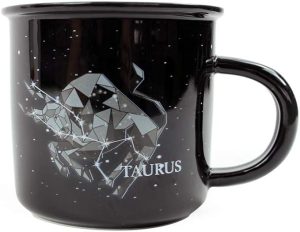 TAURUS Ceramic Mugs - 13.5 oz Coffee & Tea Mug, Astrology Horoscope Cups with Personality Traits Revealed Inside, April & May Birthday Constellation and Zodiac Sign Drinkware - Taurus Products for men