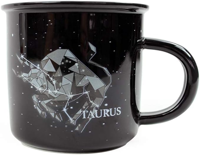 TAURUS Ceramic Mugs - 13.5 oz Coffee & Tea Mug, Astrology Horoscope Cups with Personality Traits Revealed Inside, April & May Birthday Constellation and Zodiac Sign Drinkware - Taurus Products for men