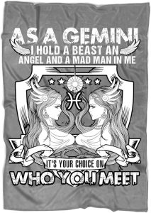 Birthday Gift Blanket for Bed and Couch, As A Gemini Blankets - Perfect for Layering Any Bed - Provides Comfort and Warmth for Years (Medium Fleece Blanket (60"x50") - Dark Grey) - Gemini Blanket for men