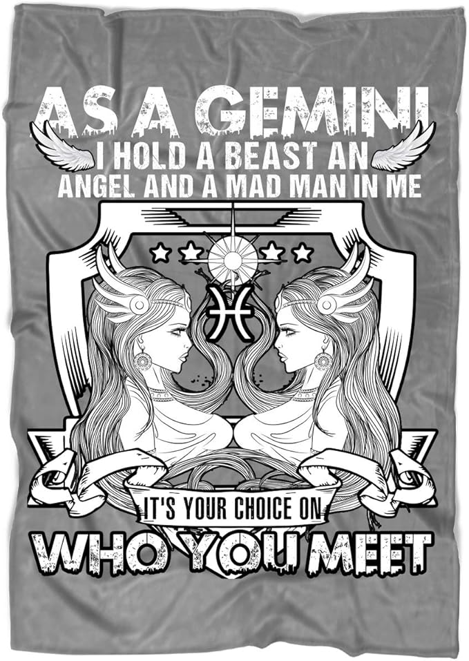 Birthday Gift Blanket for Bed and Couch, As A Gemini Blankets - Perfect for Layering Any Bed - Provides Comfort and Warmth for Years (Medium Fleece Blanket (60"x50") - Dark Grey) - Gemini Blanket for men