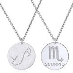 ChicSilver 925 Sterling Silver 12 Constellation Necklace Round Astrology Horoscope Zodiac Sign Pendant Necklace, Silver/Gold Plated - Scorpio Accessories for men