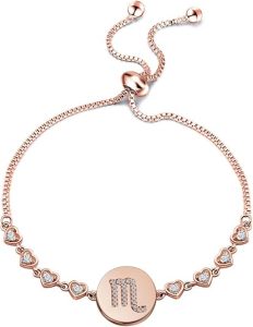 ENSIANTH Rose Gold Zodiac Sign Adjustable Bracelet Birthday Gift for Women - Scorpio Products for men