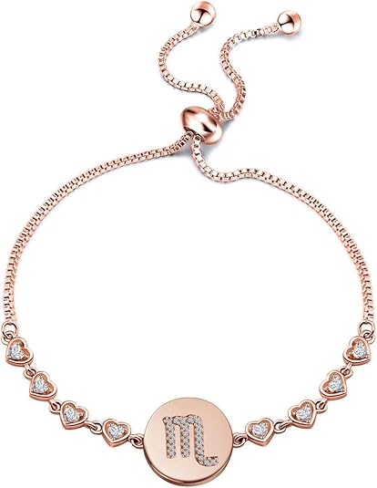 ENSIANTH Rose Gold Zodiac Sign Adjustable Bracelet Birthday Gift for Women - Scorpio Products for men