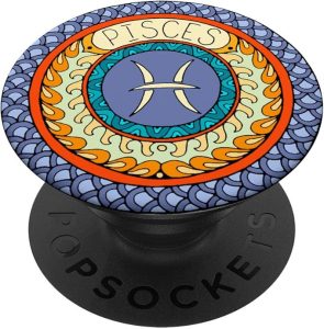 Pisces Zodiac Sign Socket Colorful Birth Energy Circle PopSockets PopGrip: Swappable Grip for Phones & Tablets - Pisces for men
