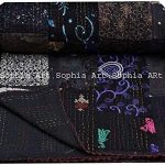 Handmade Vintage Khambadiya Print Hand Jari Patchwork King/Twin Size Embroidery Kantha Quilt Home Decorative Kantha Bedspread Indian Blanket Coverlet Art - Gemini Blanket for men