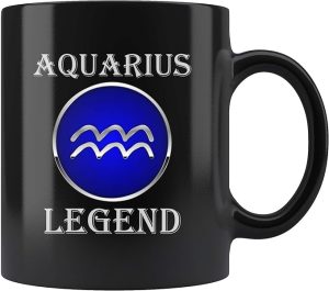 Aquarius Sign Mug Aquarius Legend Zodiac Gift Coffee Ceramic Black Mugs 11 Oz. - Aquarius Mug for men