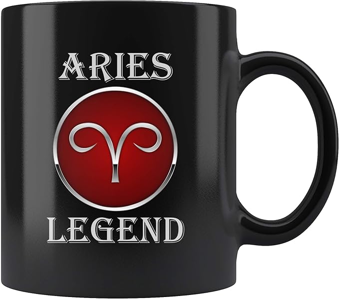 Aries Sign Mug Aries Legend Gift Coffee Ceramic Black Mugs 11 Oz. - Aries Mug for men
