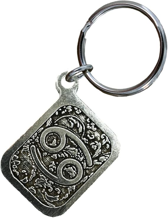 Cancer Keychain, Zodiac, Horoscope, Pewter, L083KC, 1 1/4”, 100% Handmade in the USA, Star Sign Keychain, Key Chain, Key Ring, Key Fob, Astrology, Birth Month, Gift, 20+ Zodiac Designs Availible - Aries Keychain for men