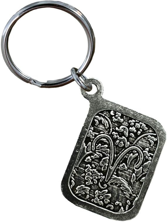 Aries Keychain, Zodiac, Horoscope, Pewter, L080KC, 1 1/4”, 100% Handmade in the USA, Star Sign Keychain, Key Chain, Key Ring, Key Fob, Astrology, Birth Month, Gift, 20+ Zodiac Designs Availible - Aries Ring for men