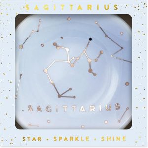 Lucky Feather Sagittarius Zodiac Ring Dish for Women – Glazed Ceramic Jewelry Tray with Astrological Constellation Depicted in Opulent Metallic Gold - Sagittarius Home Decor for men