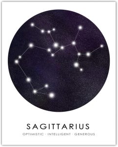 Buzz Unplugged Sagittarius Zodiac Astrology Poster: Unique Astronomy Boho Wall Art Poster for Home, Office, Bedroom & Living Room Decor - Unframed Posters 8x10 - Sagittarius Home Decor for men