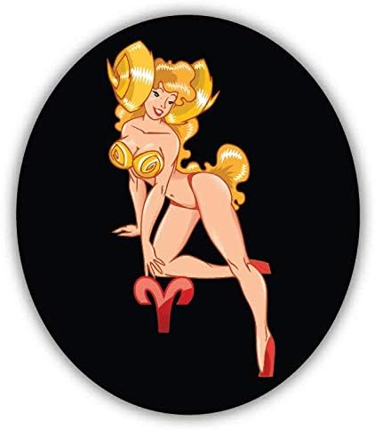 Aries Horoscope Sign Sexy Window Truck Car Bumper Sticker Decal 4" x 5" - Aries Sticker for men