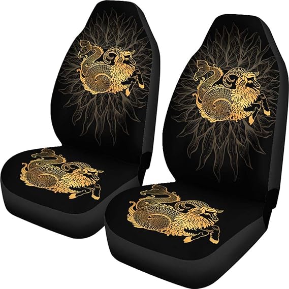 Capricorn Zodiac Car Front Seat Covers (Set of 2) - Custom Car Seat Protector Capricorn Lover Front Car Cover Gift - Aquarius Car Seat Cover for men
