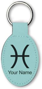 LaserGram Oval Keychain, Zodiac Sign Pisces, Personalized Engraving Included - Pisces Car Accessories for men