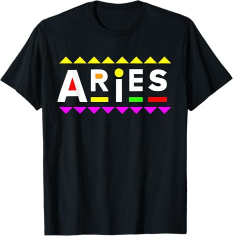 Aries Zodiac Design 90s Style T-Shirt - Aries T-Shirt for men