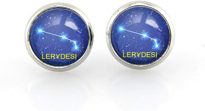 Horoscope Stud Earrings Zodiac Sign Earrings Blue Starry Sky Constellation Jewelry Unisex Art Gift for Men for Women - Aries Ring for men