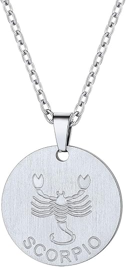 PROSTEEL Stainless Steel Zodiac Star Sign Constellation Horoscope Pendant Necklace Idea Men Women - Scorpio Accessories for men