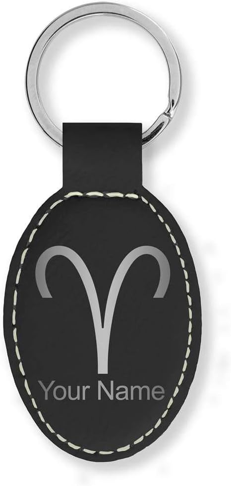Oval Keychain, Zodiac Sign Aries, Personalized Engraving Included - Aries Ring for men