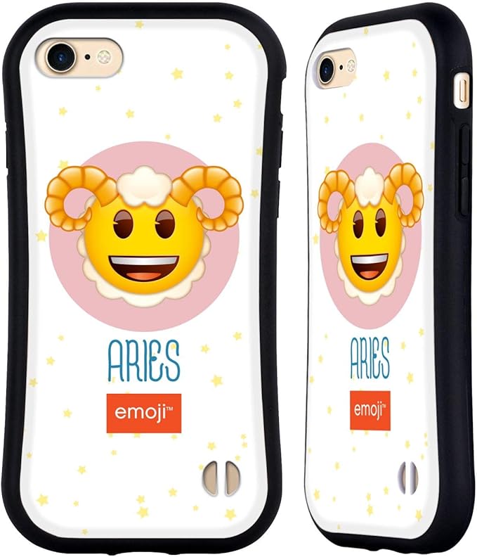 Head Case Designs Officially Licensed Emoji® Aries Zodiac Signs Hybrid Case Compatible with Apple iPhone 7/8 / SE 2020 & 2022 - Aries Phone Case for men