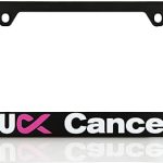 Baron-Jewelry Warrior Fuck Cancer Awareness License Plate Frame, Durable Black Powder Coated Plastic Frame. UV Printed with Pink Ribbon for Breast Cancer Awareness. - Cancer Car Accessories for men