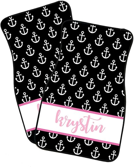 VictoryStore Custom Car Mats: Car Mats for Women Anchor Cart Mats Set of 2 Customize This Set with Your Name (Black) - Virgo Car Floor Mat for men