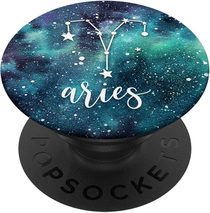 Aries - Aqua Astrological Horoscope Zodiac Star Sign PopSockets PopGrip: Swappable Grip for Phones & Tablets - Aries Phone Case for men