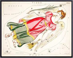 YELLOWBIRD ART & DESIGN Vintage Virgo Astrological Zodiac Chart - Great Gift and Chic Home Decor - Stars - Ready to Frame (8x10) Photo - Virgo Poster for men