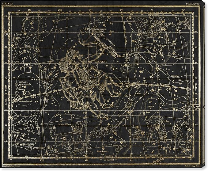 The Oliver Gal Artist Co. Inspirational Spiritual Wall Art Canvas Prints 'Gemini' Home Décor, 45" x 36", Gold, Black - Gemini Canvas for men